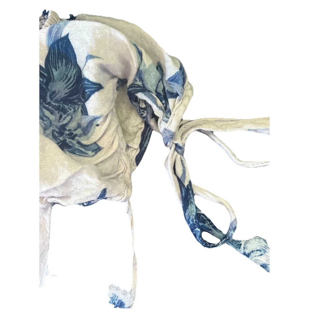 Honey Punch Blue Tropical Floral Jumpsuit Romper Tassel Tie Boho Festival Summer - Picture 5 of 5